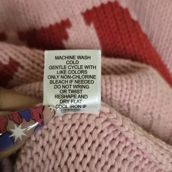 Sincerely Jules Dump Him Sweater L Pink Red Knit Cropped Preppy Girly - Picture 9 of 12